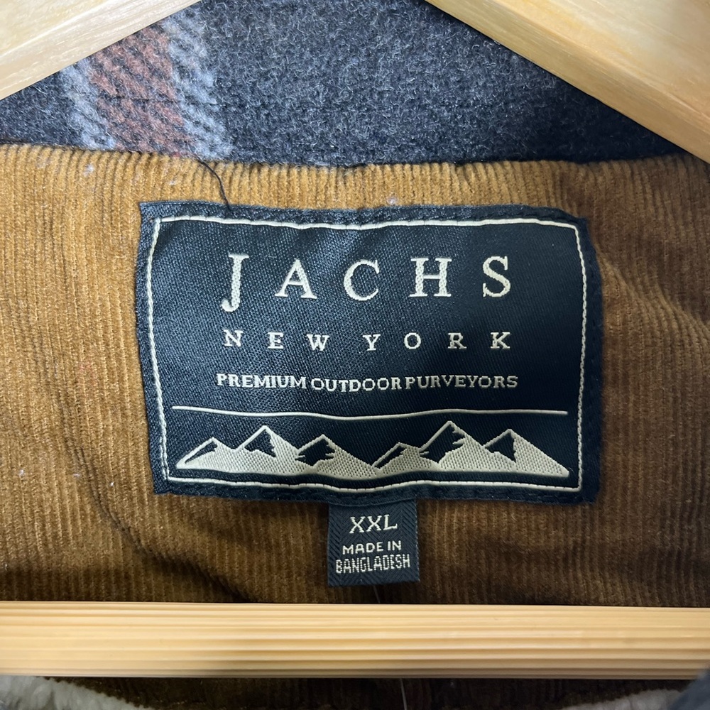 JACHS NEW XXL Sherpa Lined Wool Blend Plaid Shacket Jacket Brown/Gray - Picture 3 of 10